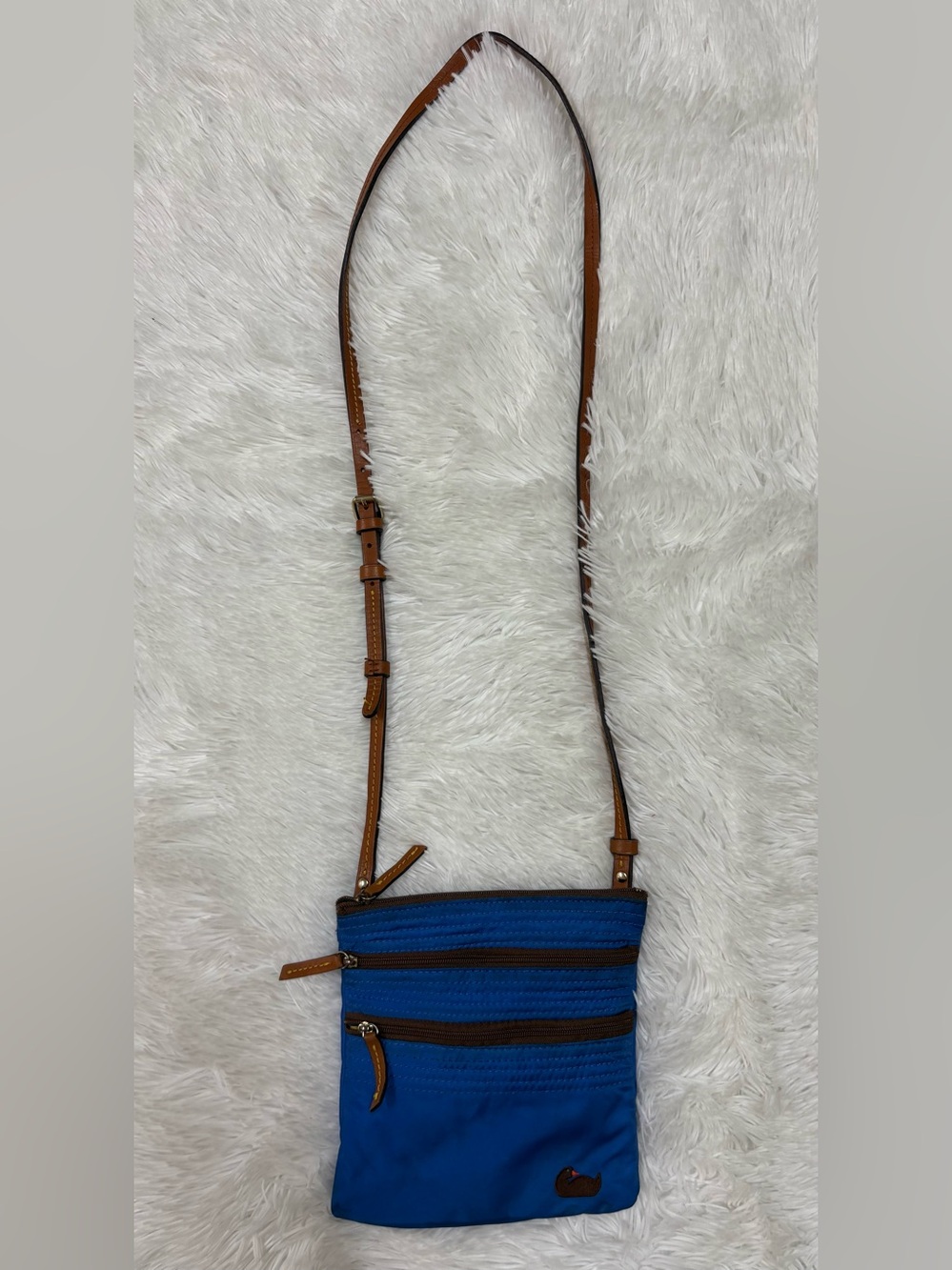 Dooney & Bourke Blue Crossbody with Brown Trim
